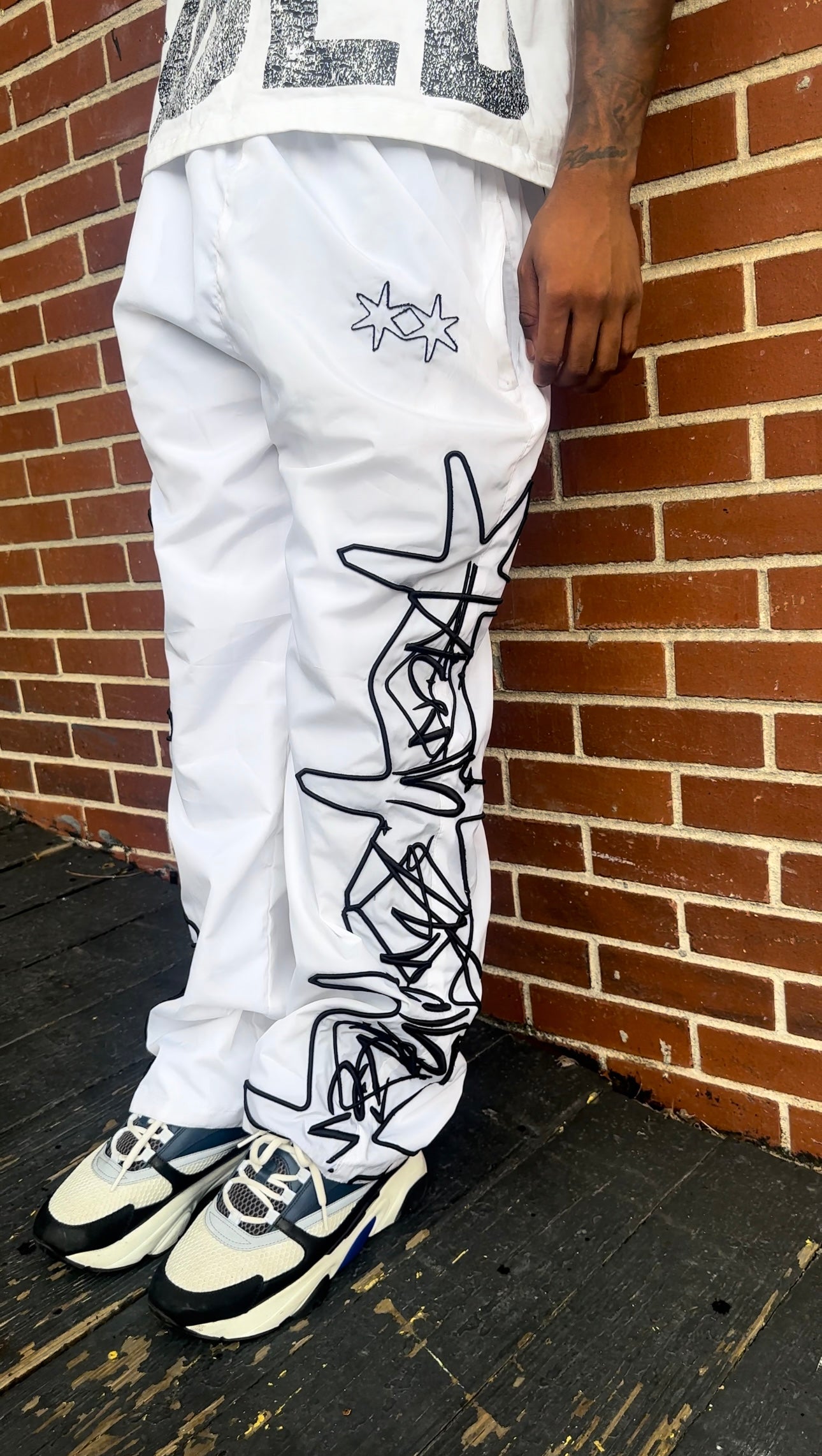 'ODEE' Nylon Trackpants | WHITE