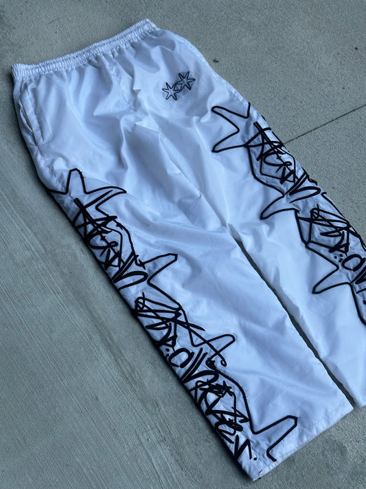 'ODEE' Nylon Trackpants | WHITE