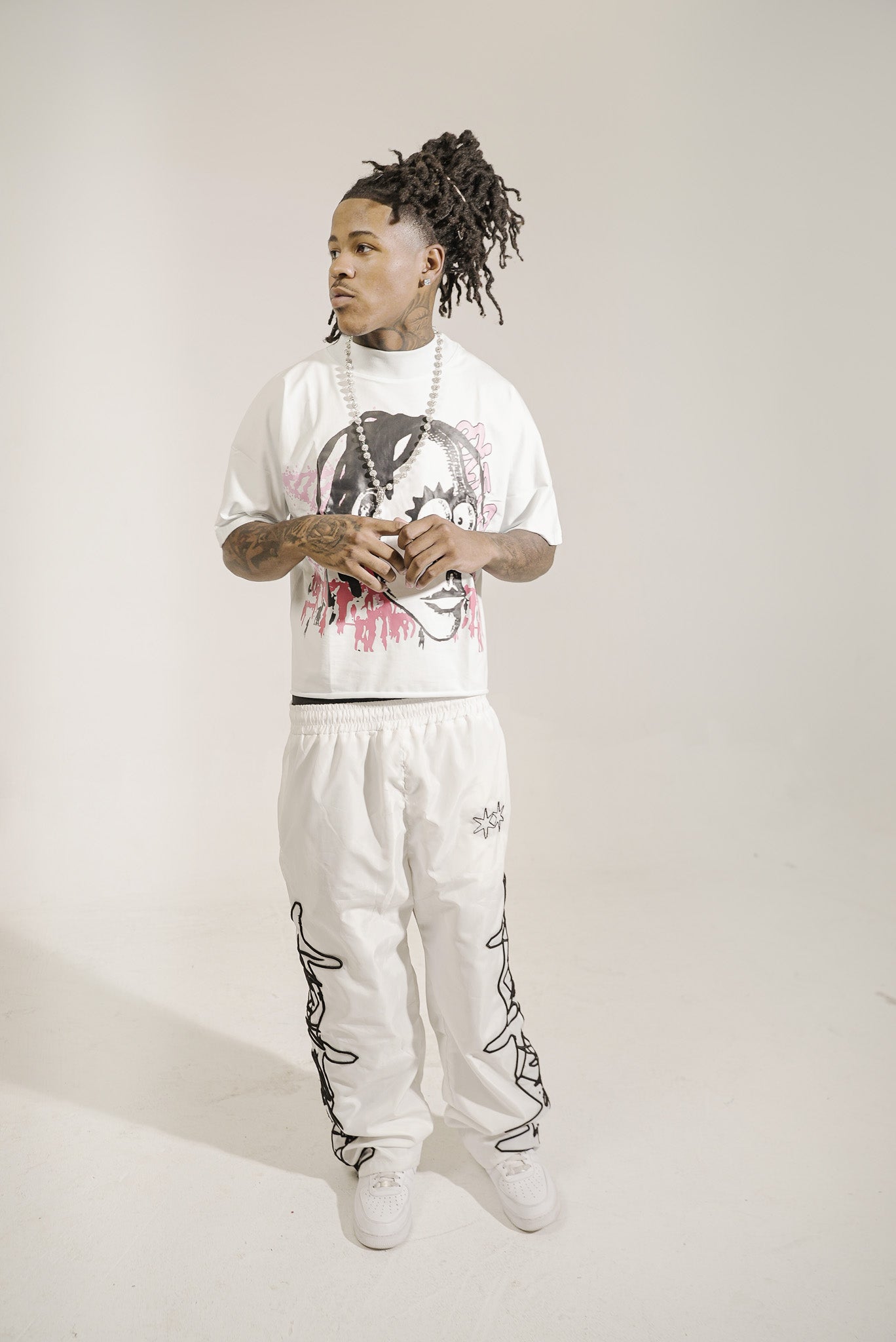 'ODEE' Nylon Trackpants | WHITE