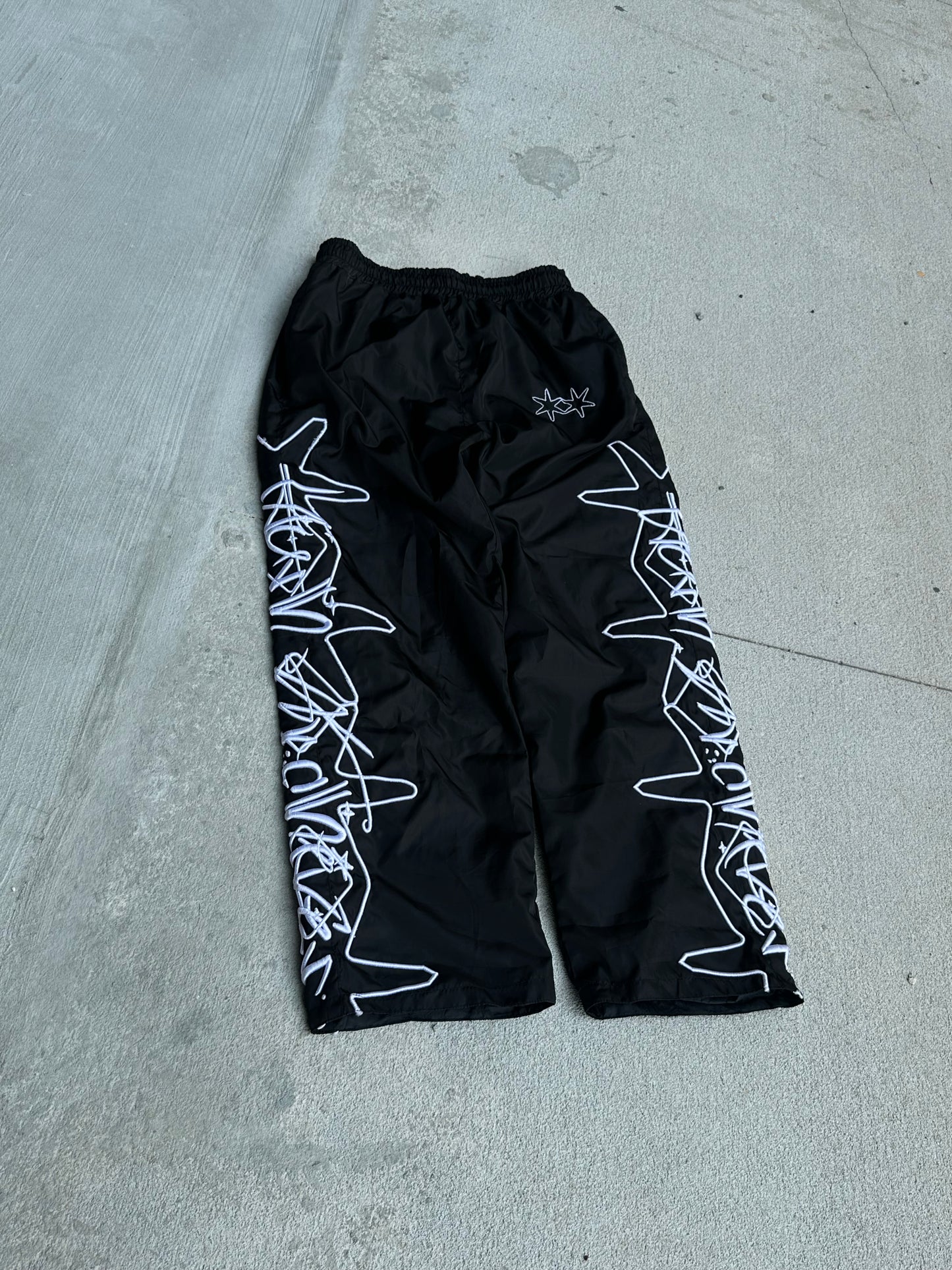 'ODEE' Nylon Trackpants | BLACK