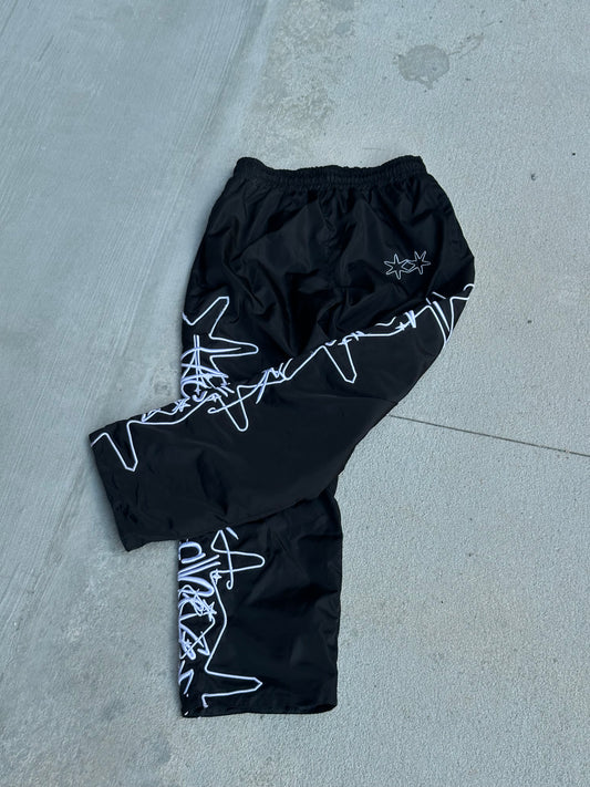 'ODEE' Nylon Trackpants | BLACK